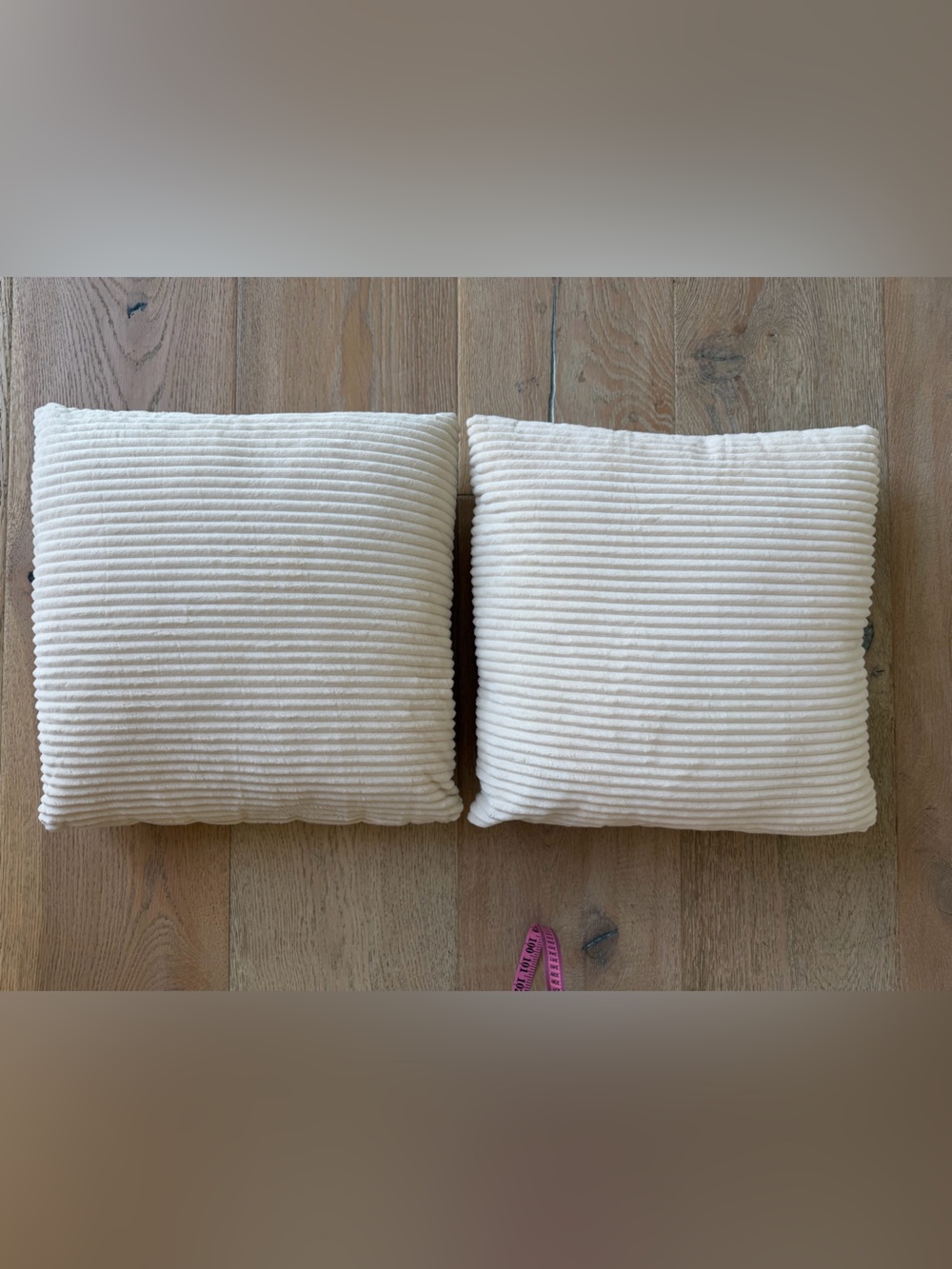 Cream Ribbed Corduroy Decorative Throw Pillow Pair